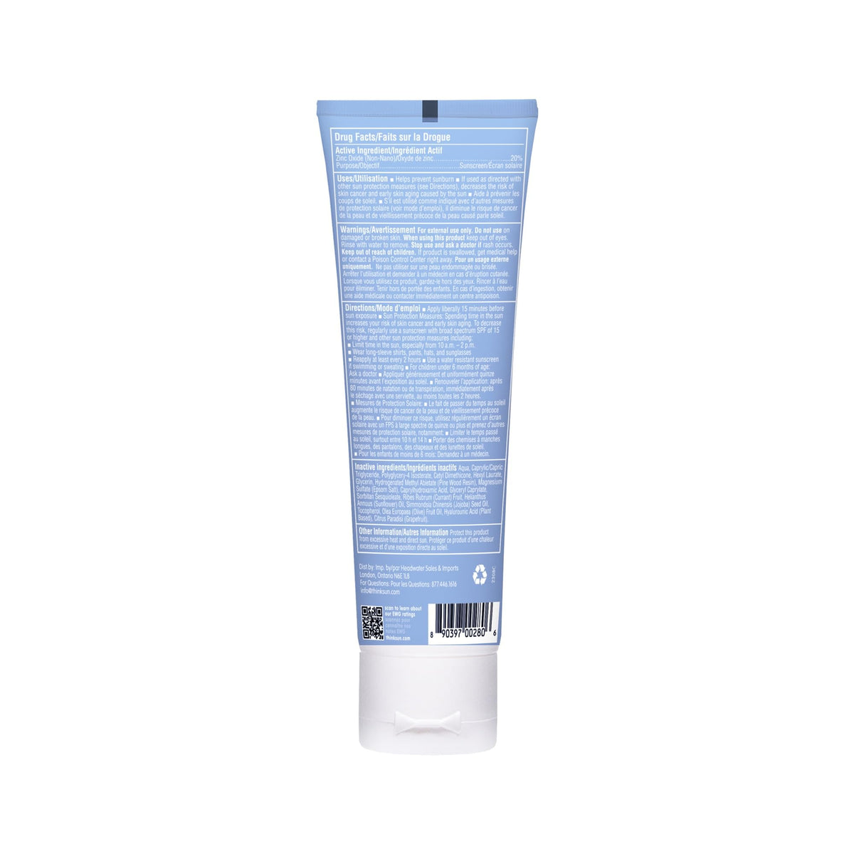 ThinkSport SPF 50+ sunscreen bottle close-up label for protection