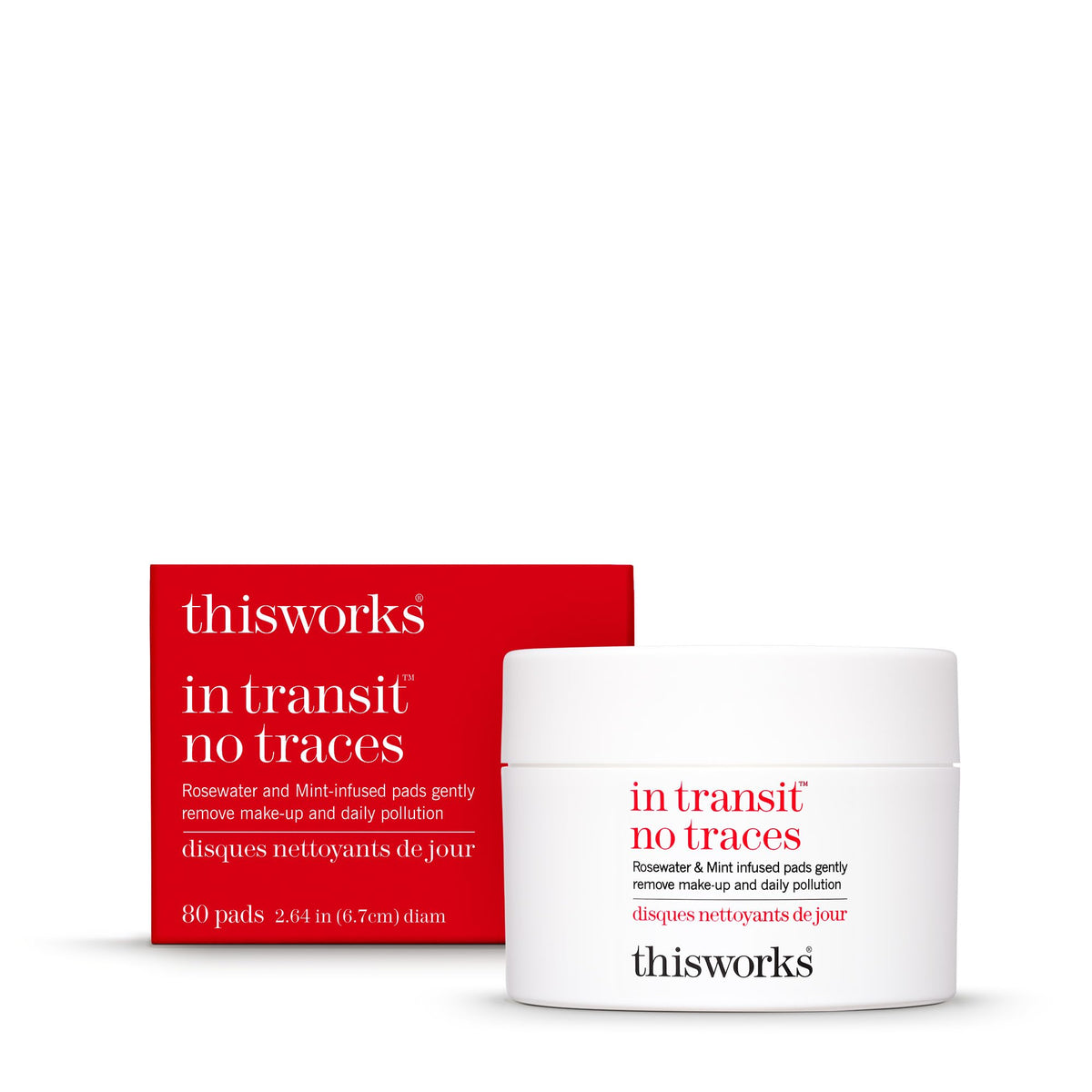 THISWORKS In Transit cleansing pads pack shot highlights biodegradable, eco-friendly cleansing.