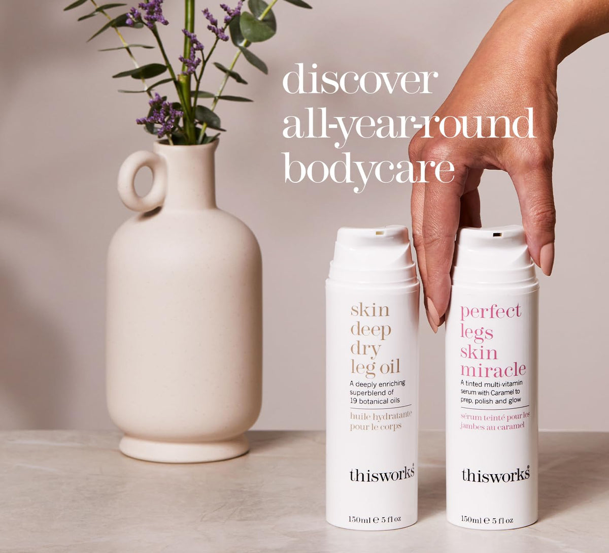 THISWORKS Skin Deep Dry Leg Oil after-shower glow on skin.