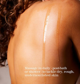 THISWORKS Skin Deep Dry Leg Oil bottle with rose and sandalwood ingredients.