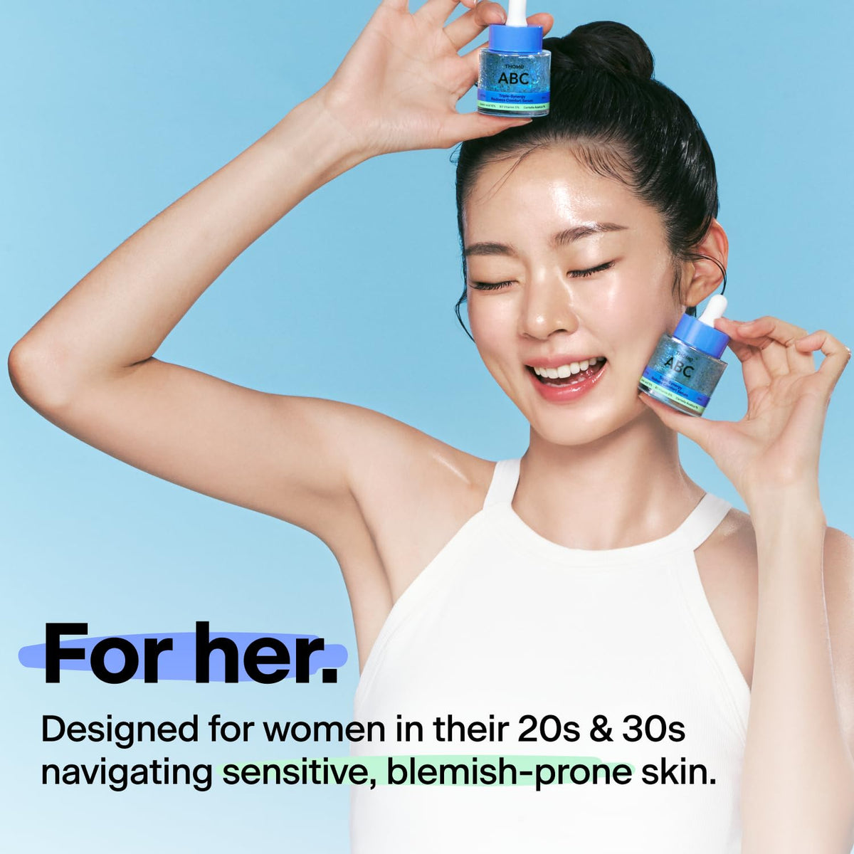 THOME ABC Serum bottle back label explains usage and benefits