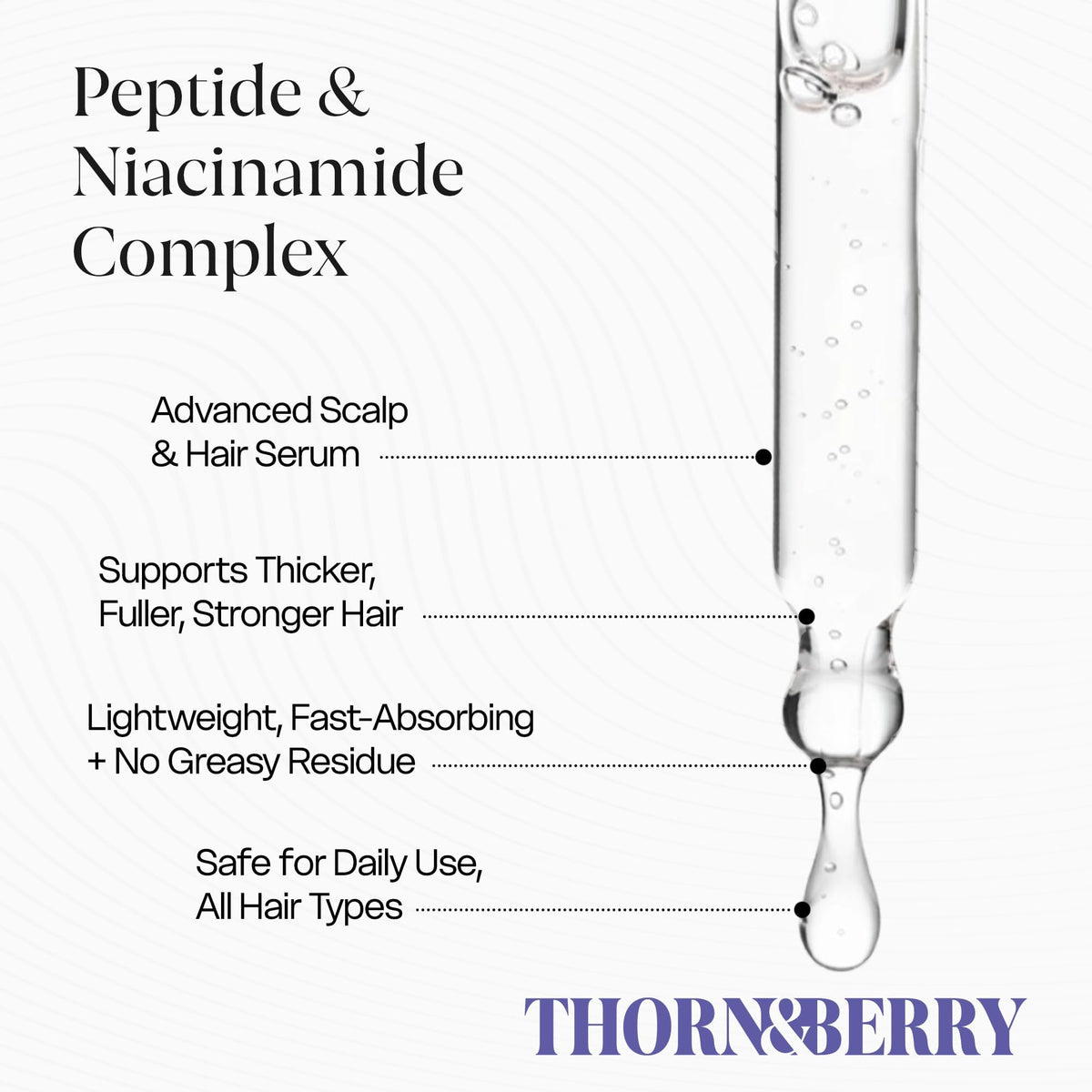 THORN & BERRY Caffeine formula energizes scalp and roots.