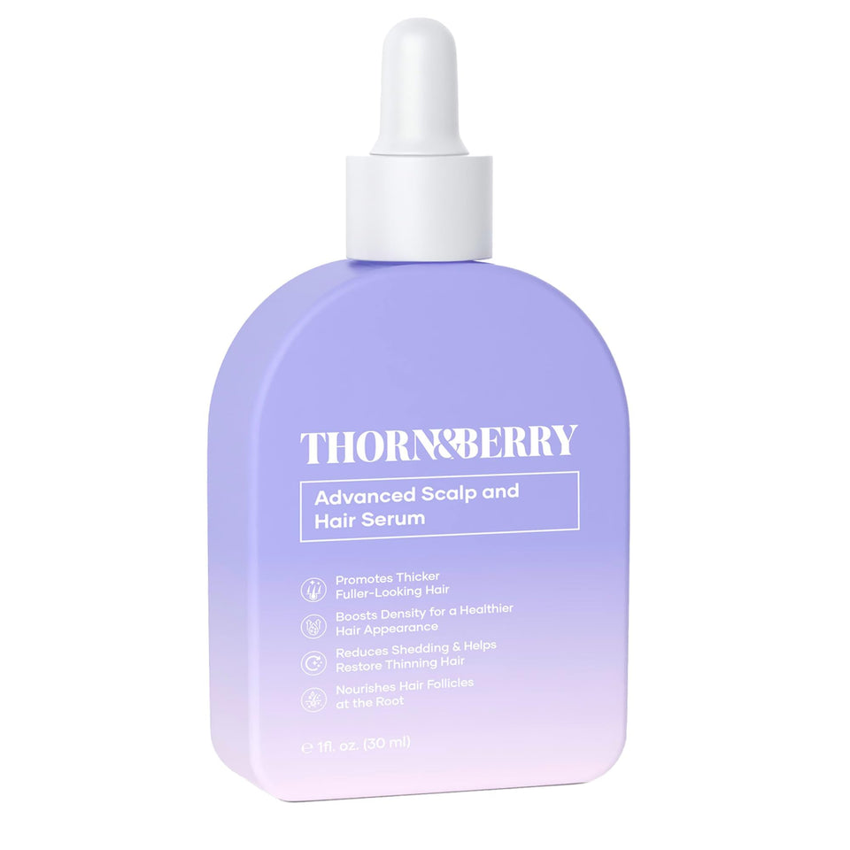THORN & BERRY Hair Growth Serum bottle for fuller hair.