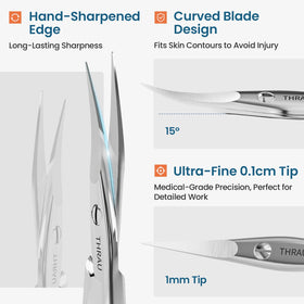 THRAU curved-tip detail highlighting safe, accurate trimming