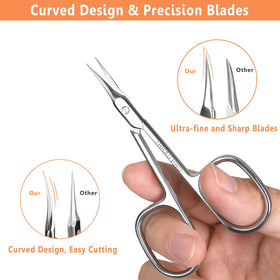 THRAU cuticle scissors ergonomic handle for comfortable, controlled grooming.