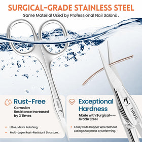 THRAU cuticle scissors in use for nails, eyebrows, and beard grooming
