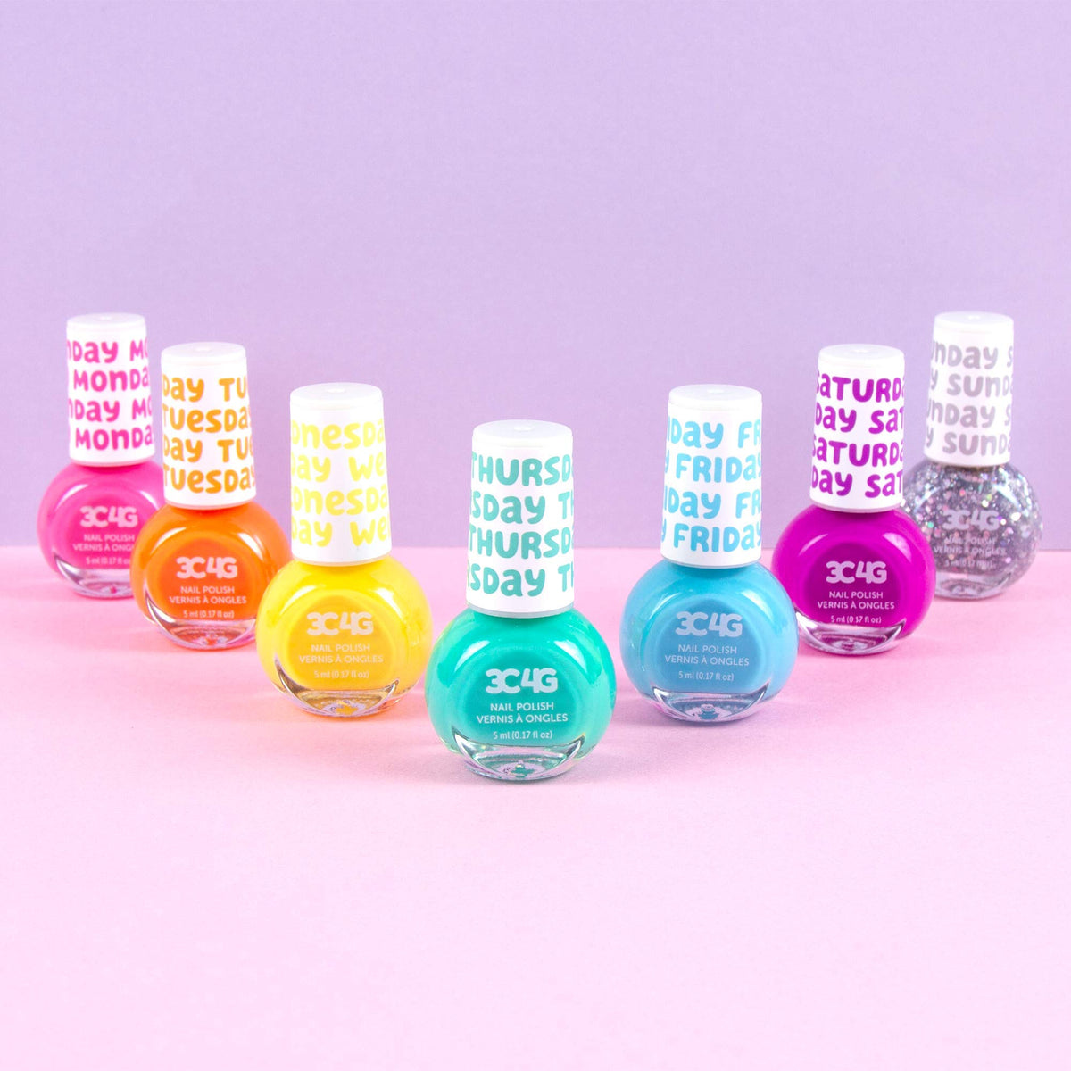 Three Cheers for Girls Bright Nail Polish Set Wednesday Lemon Yellow, sunny color for cheerful outfits
