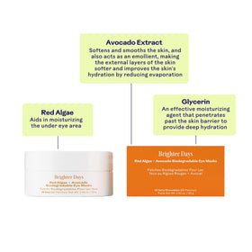 Three Ships Brighter Days eye masks biodegradable material highlight eco-friendly skincare.