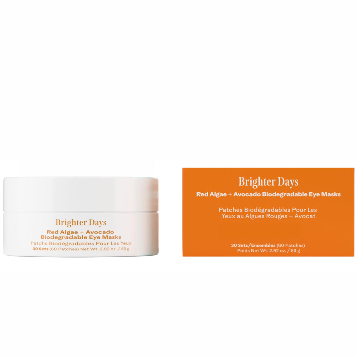 Three Ships Brighter Days eye masks pack shot highlighting hydration and depuffing potential.
