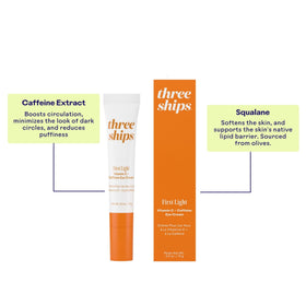 Three Ships First Light eye cream demonstrates daily morning and night use.