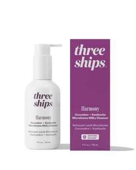 Three Ships Harmony Cleanser bottle front, gentle daily cleanse for sensitive skin