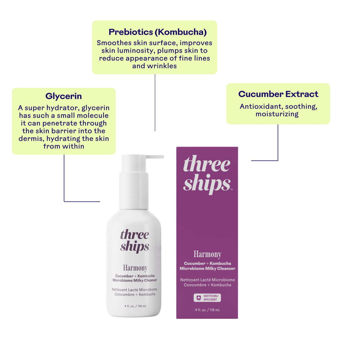 Three Ships Harmony Cleanser rinse water scene, comfortable finish after wash
