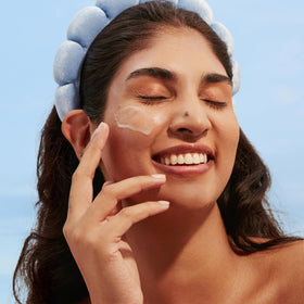 Three Ships Harmony Cleanser wet-face application, circular massage for cleansing
