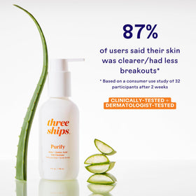 Graphic emphasizes amino acids supporting the skin's moisture barrier after cleansing.