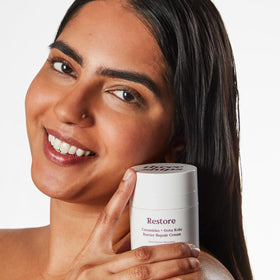Three Ships skin barrier visual hints at moisturized, comfortable skin