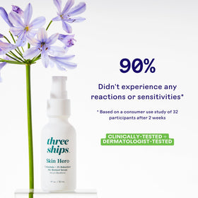Three Ships SkinHero calendula petals signal soothing botanicals for calm skin.
