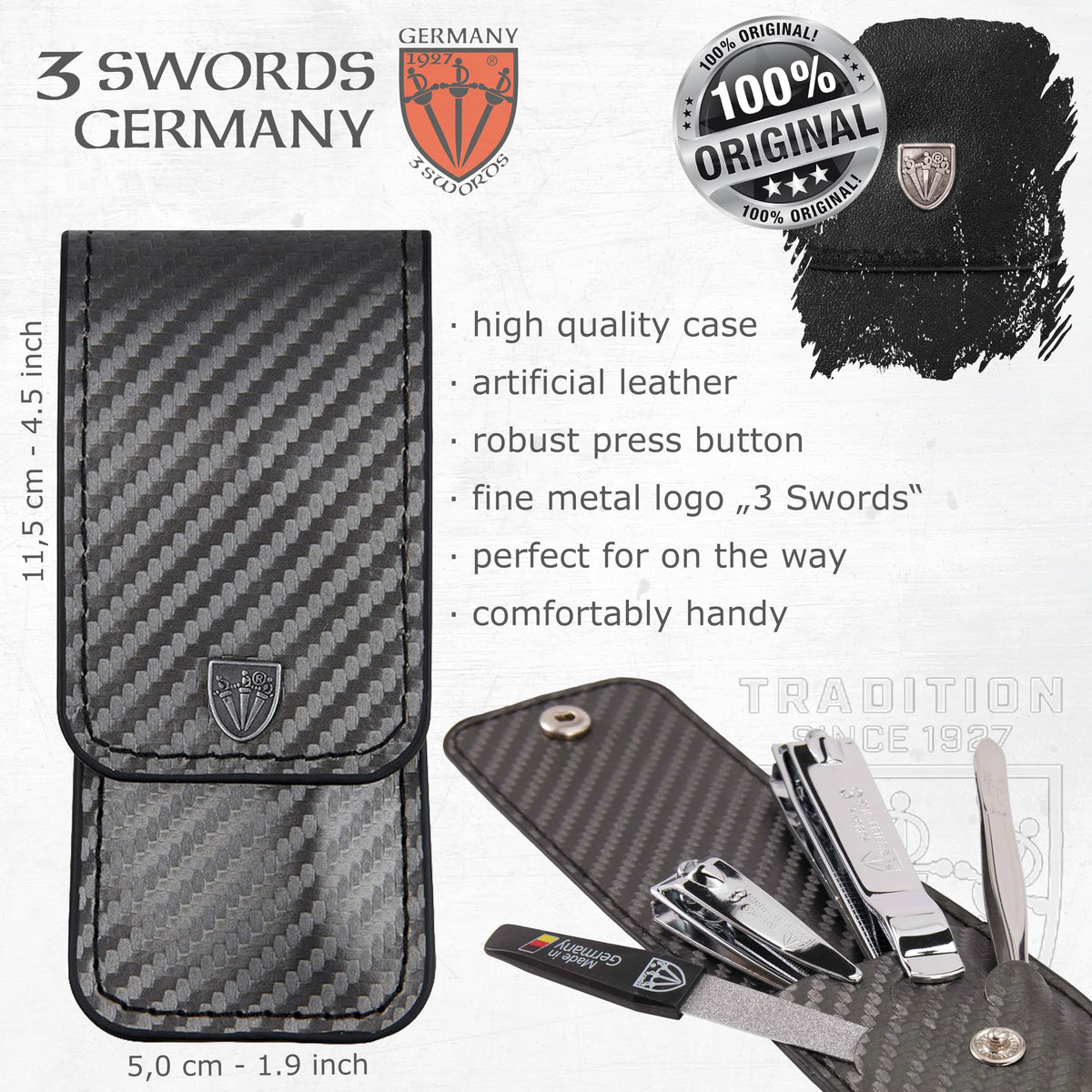 Three Swords Germany leather case in carbon grey protects tools