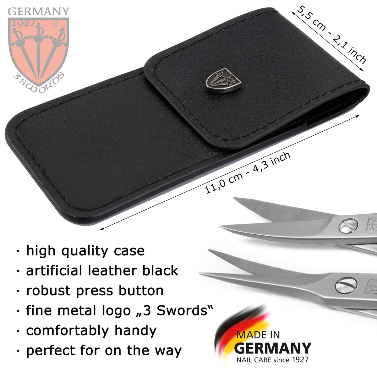 3 Swords Germany Megaset stainless steel nail scissors offer durability and sharpness.