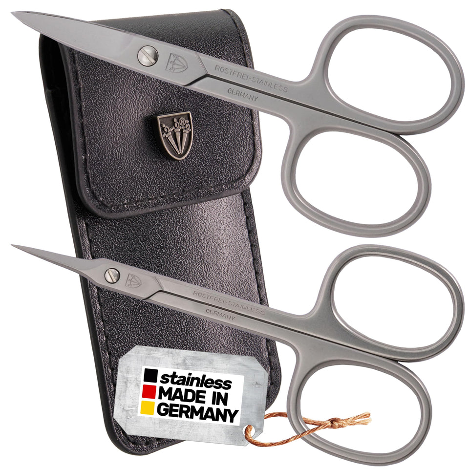 3 Swords Germany Megaset nail scissors curved tips for precise trimming.