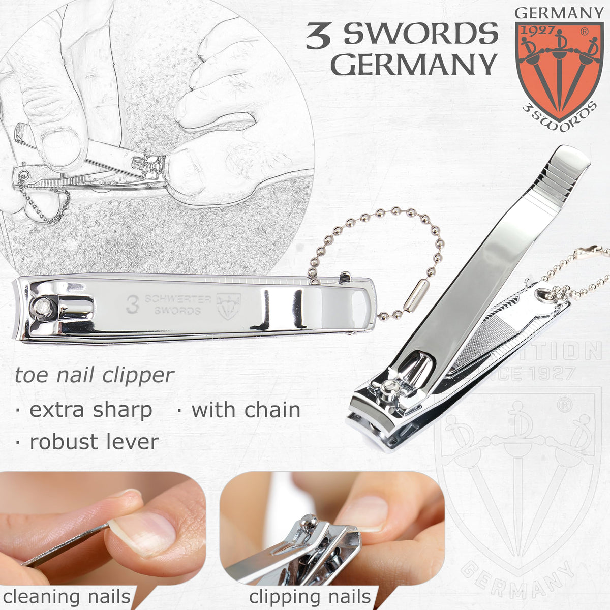 Three Swords Germany toe nail clipper ready for clean trims at home or travel