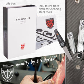 Three Swords Germany travel-ready set with essential grooming tools
