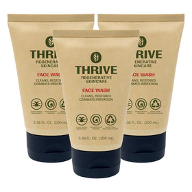 Thrive Natural Care Face Wash bottle pour for daily cleansing and dirt removal.