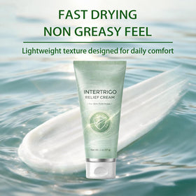 THUIOP Intertrigo Cream application demonstrates easy, fast-drying use on problem areas.