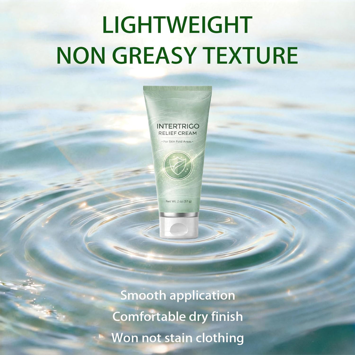THUIOP Skin-fold dry finish image indicating non-greasy feel.