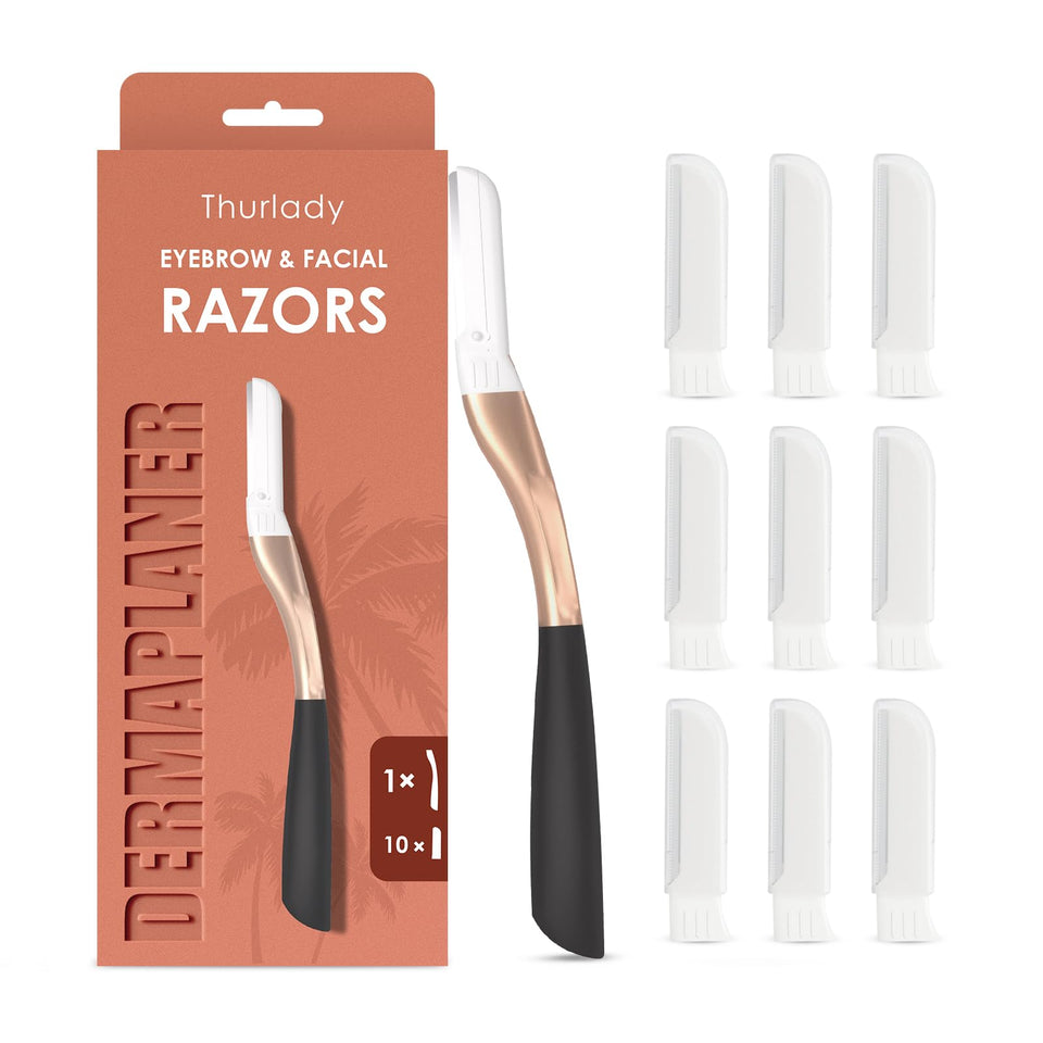 THURLADY Dermaplane Razor with rose-gold handle for gentle exfoliation and radiant skin