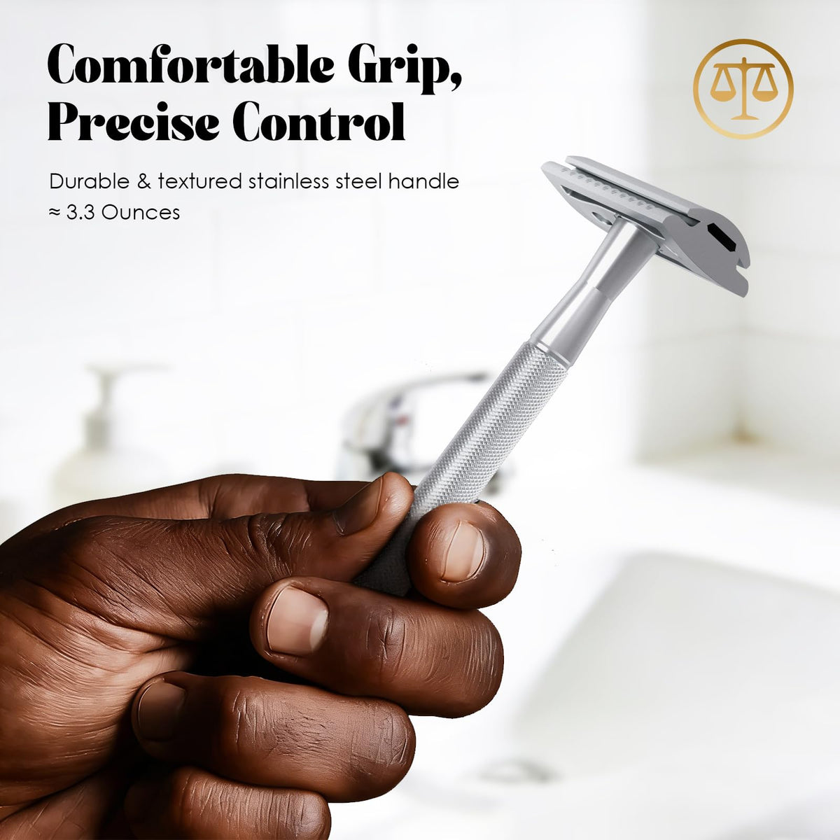 THURLADY metal razor top view illustrating premium craftsmanship.