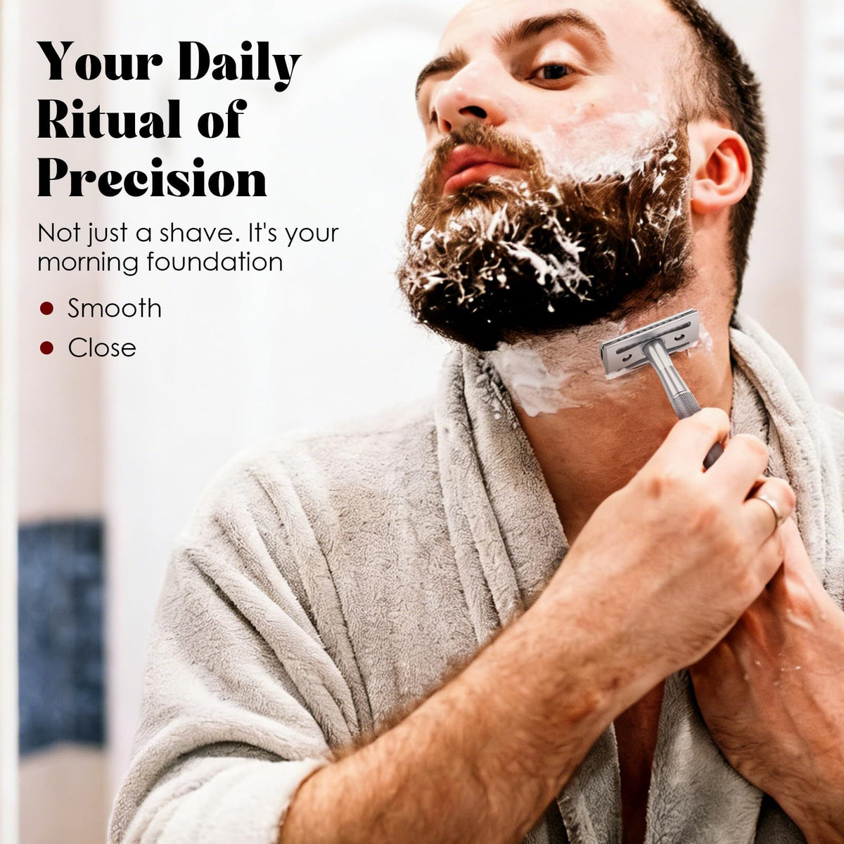 THURLADY safety razor stand demonstrating easy display and drying after use.