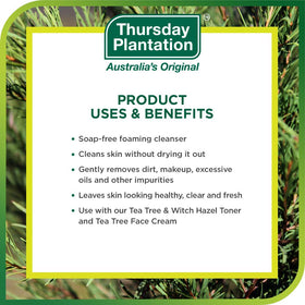 Thursday Plantation Tea Tree Face Wash Foam chamomile detail shows soothing ingredient notes