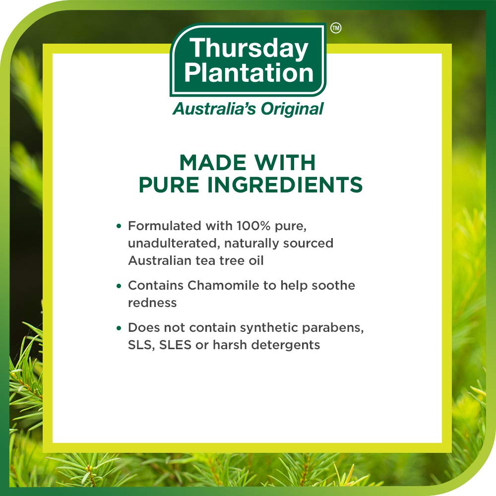 Thursday Plantation Tea Tree Face Wash Foam tea tree oil detail emphasizes natural cleansing