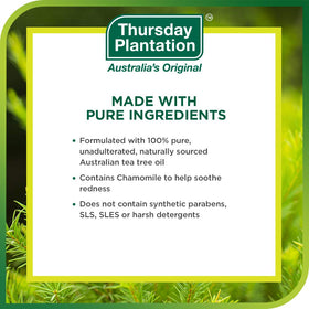 Thursday Plantation Tea Tree Face Wash Foam tea tree oil detail emphasizes natural cleansing
