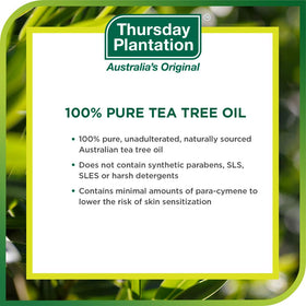 Aromatically fresh Tea Tree Oil aroma from Thursday Plantation bottle.