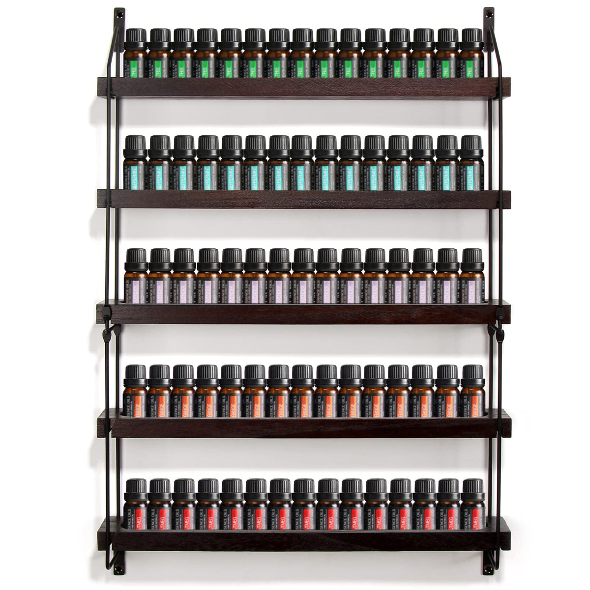 THYGIFTREE essential oil shelf front view shows organized bottle display for easy access.