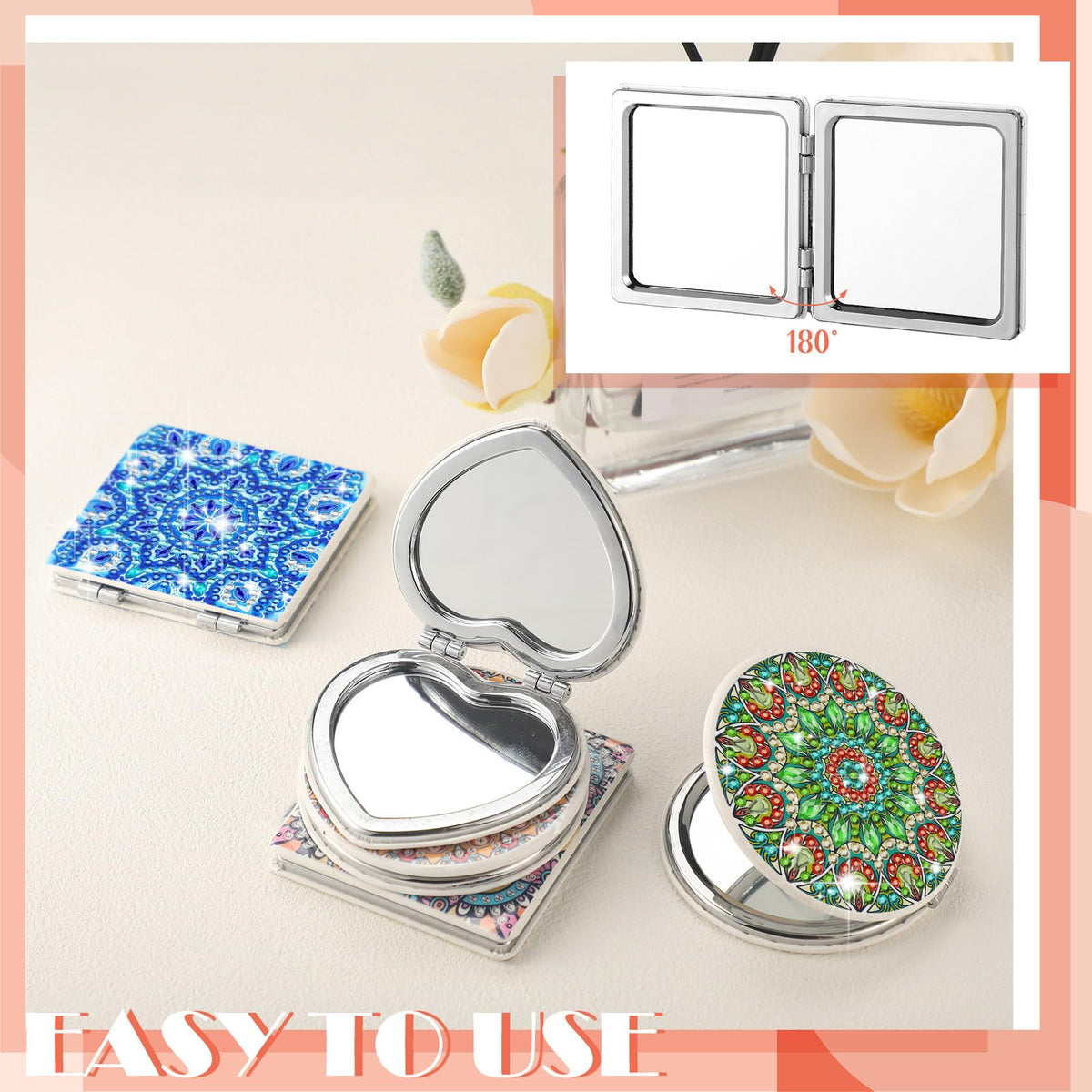 Thyle heart mirror with magnification supports quick beauty checks anywhere.