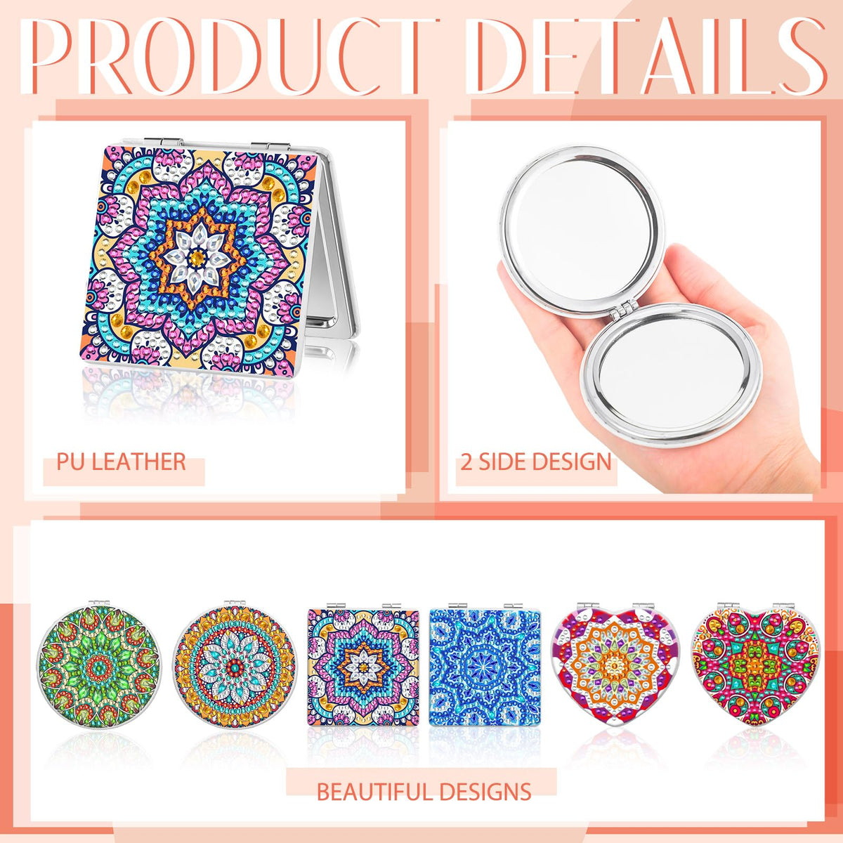 Thyle square diamond painting mirror with mandala lid adds elegance to DIY projects.