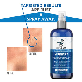 Thyme Out alpha hydroxy acids component promotes gentle exfoliation and glow.