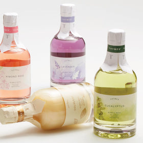 Thymes Lavender Bubble Bath lather showcasing rich bubbles for a soothing bath