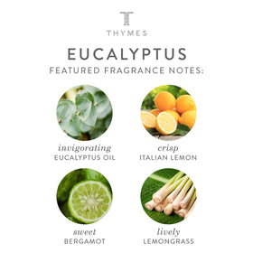 Cap detail of Thymes Eucalyptus bottle highlights compact, travel-friendly design
