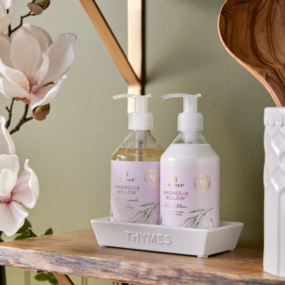 Magnolia Willow notes appear on skin after application.