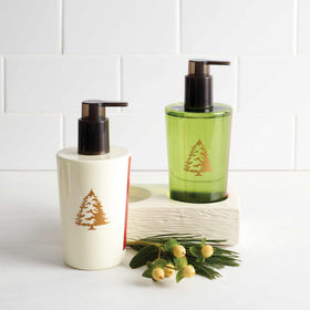 Thymes Frasier Fir fragrance notes feature fir, cedarwood, and sandalwood warmth.