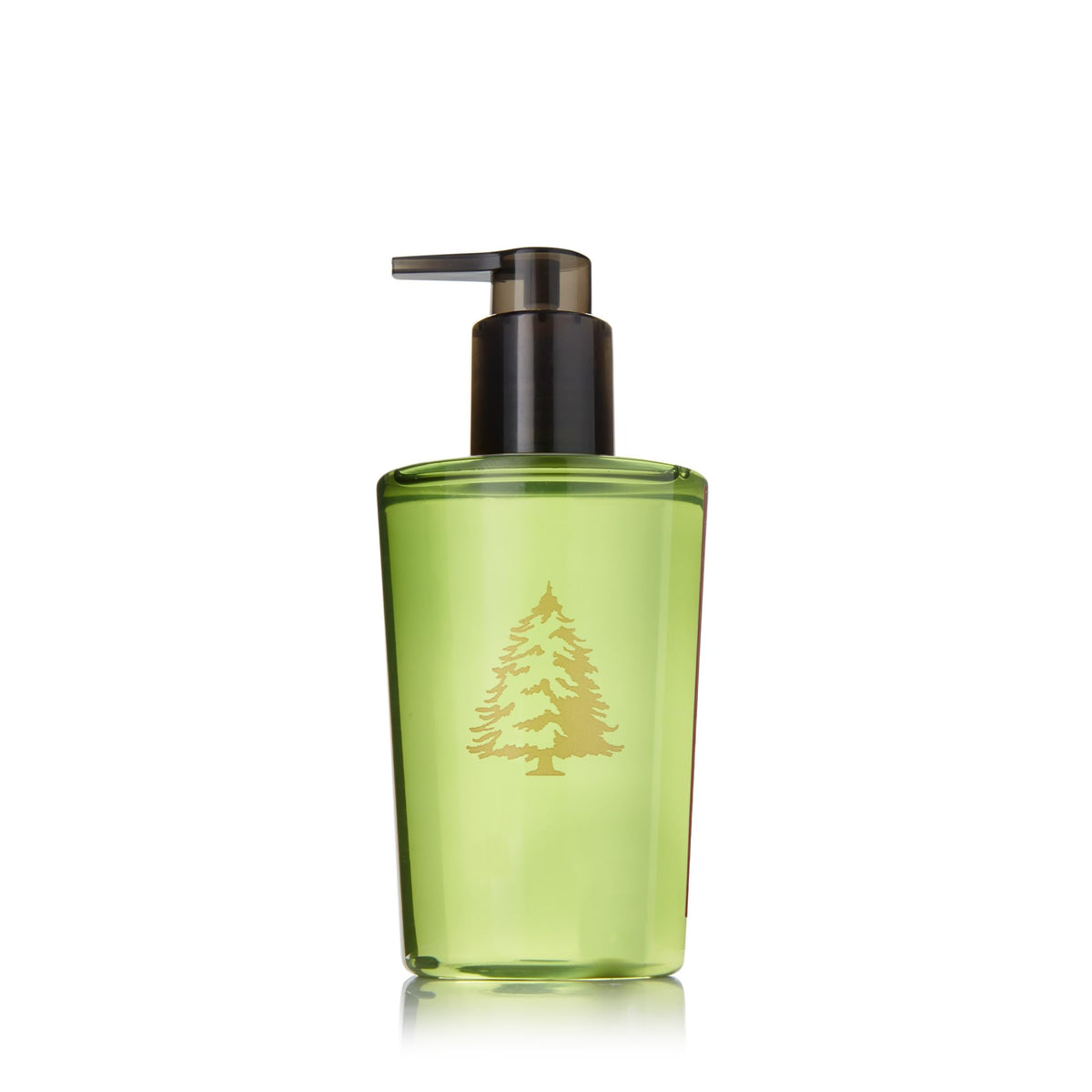 Thymes Frasier Fir hand wash bottle pour delivers a crisp forest scent and refreshing cleanse.