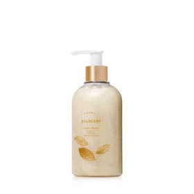 Thymes Goldleaf hand wash bottle with hydrating formula and floral scent.