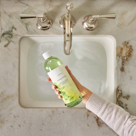 Thymes refill pump showing crisp eucalyptus fragrance for daily use.