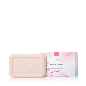 Thymes Kimono Rose bath soap bar delivering creamy hydration.