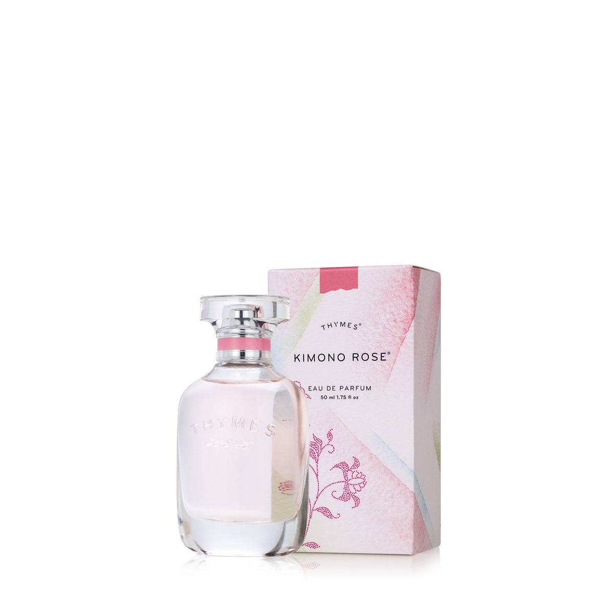 Thymes Kimono Rose perfume bottle close-up for everyday floral wear.
