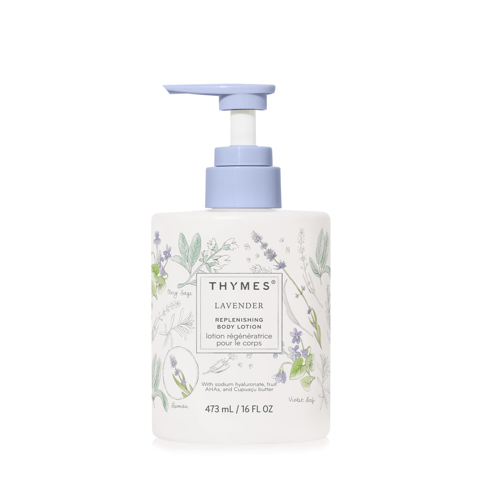 Thymes Large Replenishing Lotion bottle with pump for daily hydration