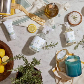 Thymes Mandarin Coriander pump dispense in action for easy use